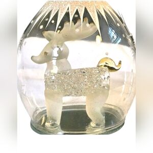 Glass Reindeer Ornament Sparkle Gold Accent Christmas Tree Decoration